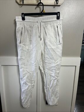 white Athleta Cabo Linen Joggers Sz 12